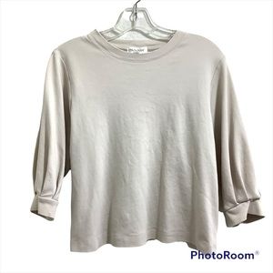 PROLOGUE Women's 3/4 Balloon Sleeve Shirt Size S Cream